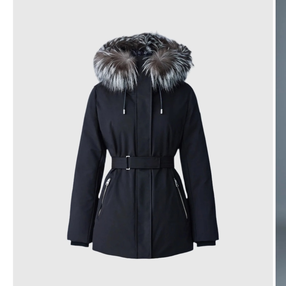 Mackage JENI-X 2-in-1 down parka with removable bib and silver fox fur